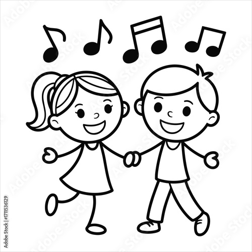 Kids Dancing Illustration