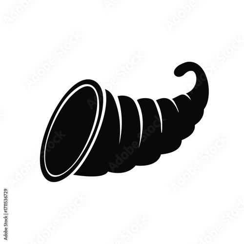 Black Silhouette of a Cornucopia Horn of plenty