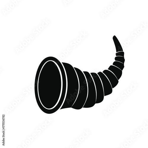 Black Silhouette of a Cornucopia Icon horn of plenty