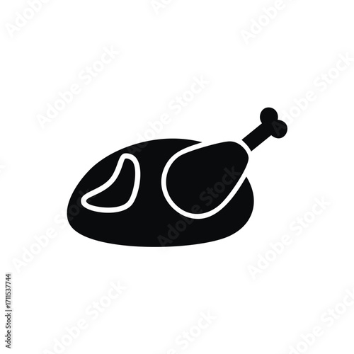 Black Silhouette of a Roasted Chicken Leg poultry meat