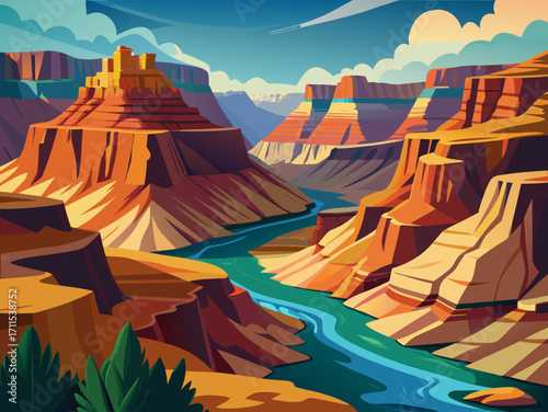 landscape grand canyon arizona United States of America vector illustration