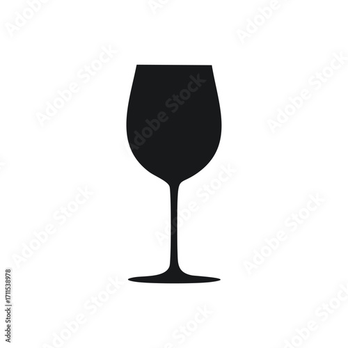 Black Silhouette of a Wine Glass white background