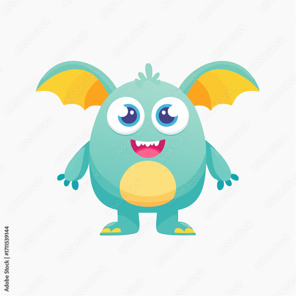 Obraz premium Adorable Blue Monster Illustration for Kids and Educational Materials