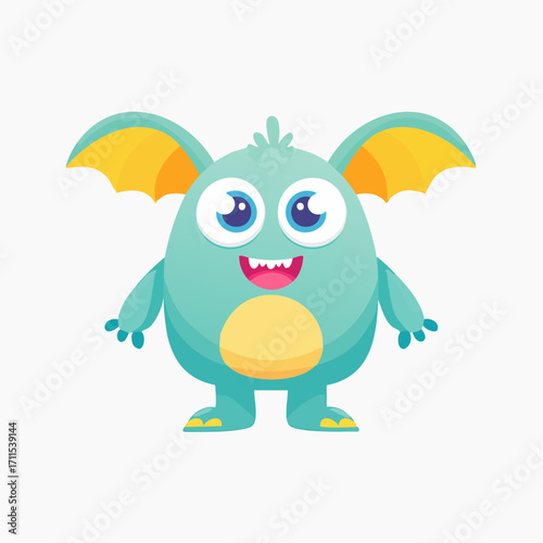 Adorable Blue Monster Illustration for Kids and Educational Materials