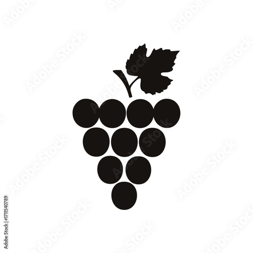 Bunch of grapes with a leaf silhouette fruit cluster