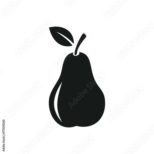Pear Silhouette with Leaf Icon fruit symbol