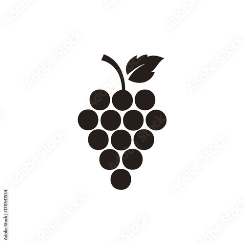 Simple Black Icon of a Grape Bunch grapes fruit