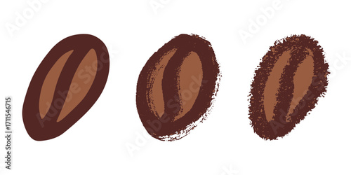Set of simple hand drawn coffee bean Drink doodle Single element for print, web, design, decor