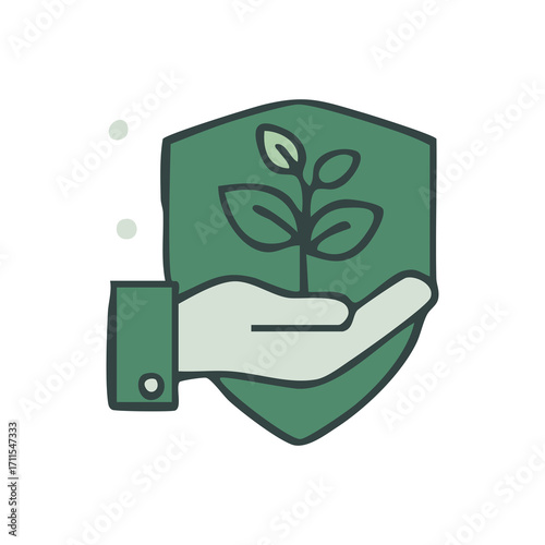 Eco Green Leaf Shield PNG Illustration (Isolated, No Background)