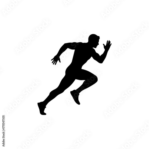Running athlete silhouette PNG isolated on transparent background – marathon, jogging, fitness, sport training, competition, active lifestyle icon
