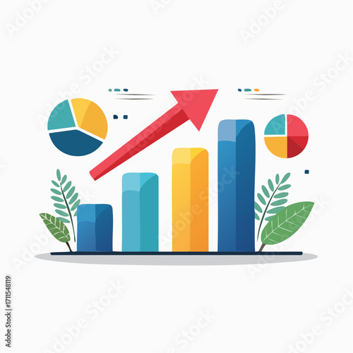 Financial Growth Concept Illustrated Chart and Statistics, Business and Economy