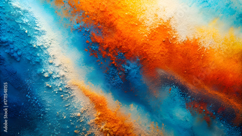 Abstract Colorful Swirling Painting. Blue. Orange. and Yellow Hues