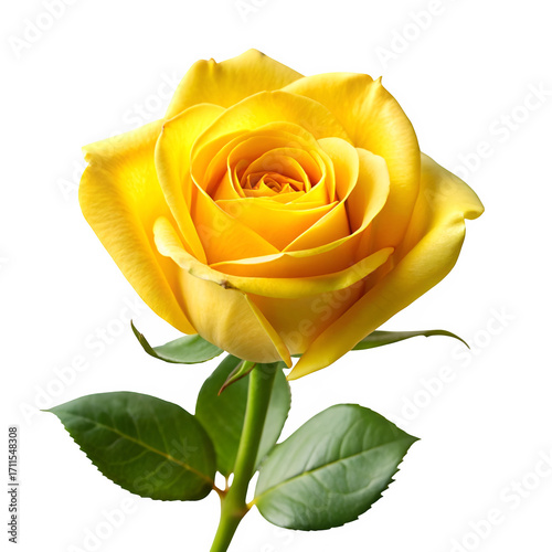 Yellow rose isolated on transparent background