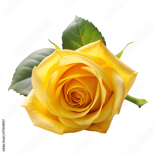 Yellow rose isolated on transparent background