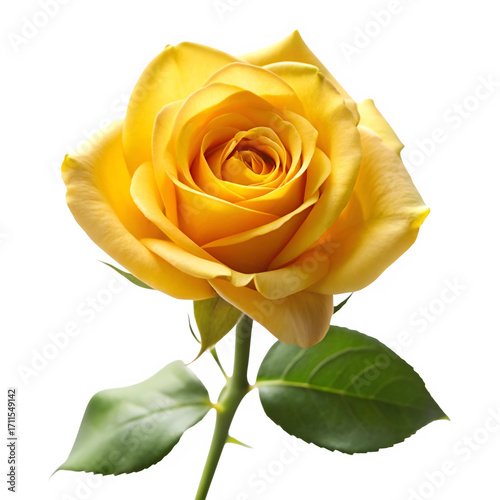 Yellow rose isolated on transparent background