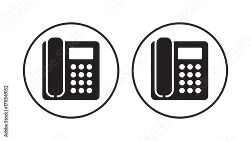 Black and Green Landline Phone Icons in Circles