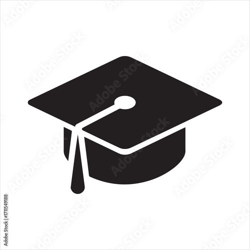 Graduation hat cap flat icon for apps and websites