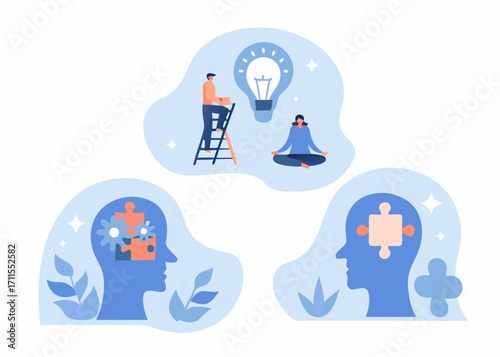 Mental health and brain activity illustration