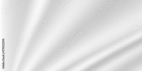 Smooth elegant White silk or satin luxury cloth texture can use as background. Beautiful white silk drapery textile background.White plastic wrap texture. Cloth soft wave. Creases of satin. Vector