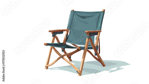 Digital illustration of a teal canvas camping chair with a wooden frame. The chair is shown in a three-quarter view against a white background, with a subtle drop shadow indicating a light source