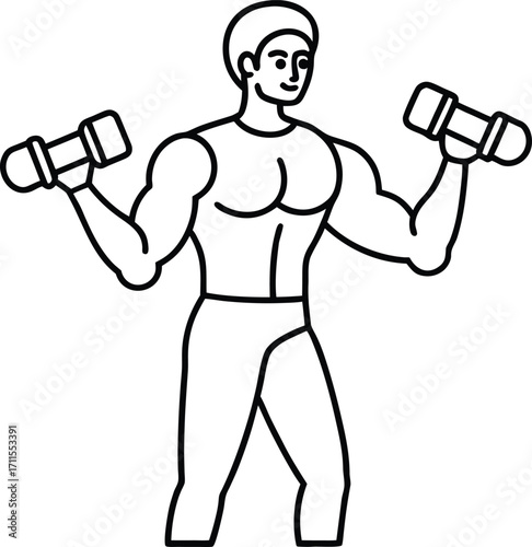 Man Lifting Dumbbells Illustration
