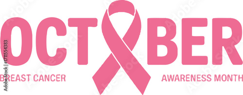October Breast Cancer Awareness Month with pink ribbon symbol