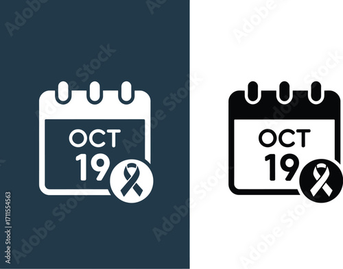 Calendar icon showing October 19th with awareness ribbon, symbolizing awareness days and important dates.