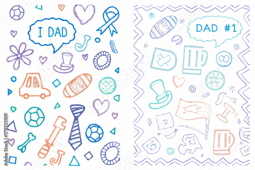 Cute hand drawn doodles celebrating dad and fatherhood