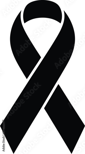 Symbol of mourning, grief, and solidarity with a black awareness ribbon.