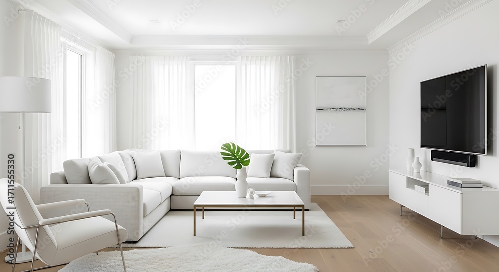 Fototapeta premium Modern Minimalist Living Room Interior Design.