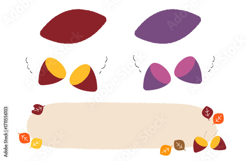 さつまいものイラスト_テキスト背景あしらい付き｜Sweet Potato