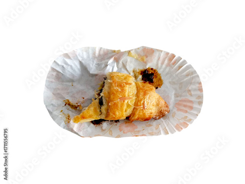 Crispy cookie partially bitten with visible crumb texture, isolated on transparent background, snack food photography concept for traditional or modern dessert presentation.