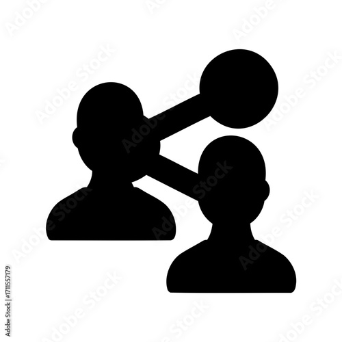 Networking between people showing connecting relationships and information sharing in the workplace