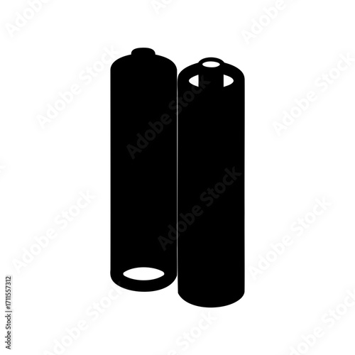 Two black cylinders represent compressed gas tanks standing upright in monochrome