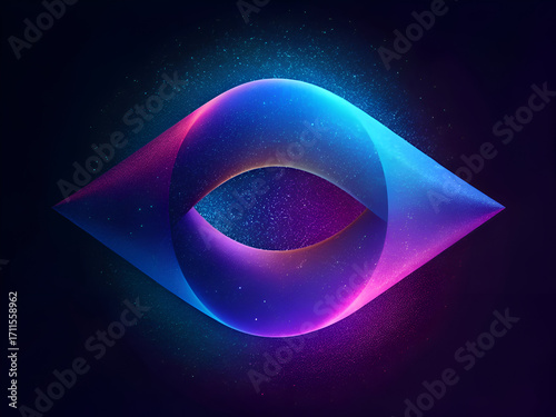 Cosmic Abstract. Glowing Neon Forms in Space