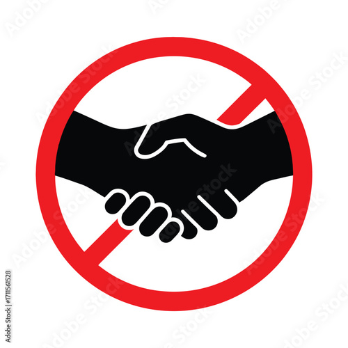 No handshake symbol illustrating social distancing and avoiding physical contact