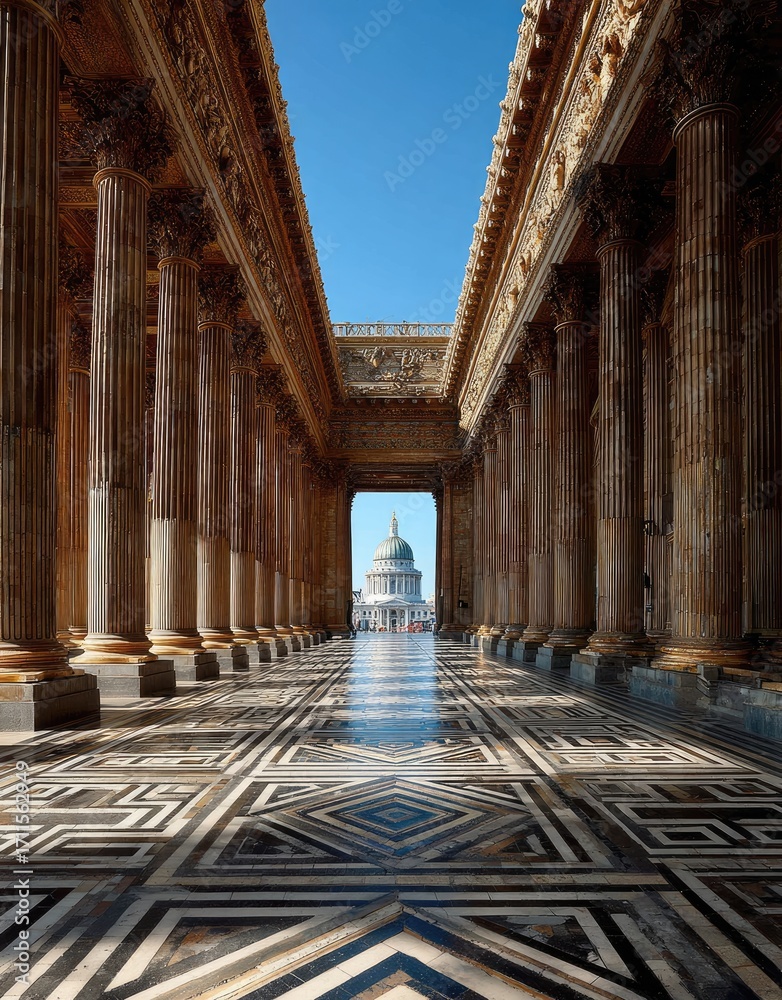 Fototapeta premium Ancient columns frame a vista