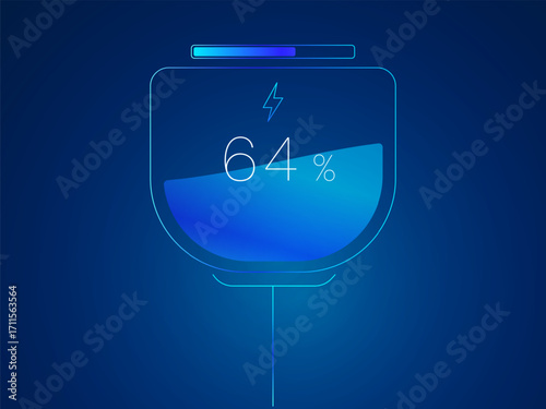 Electric Vehicle battery charging Dashboard Interface with Minimalist EV Charging Connector plug Outline shapes vector design concept. Electric car charging for EV station, ui, website, infographic.