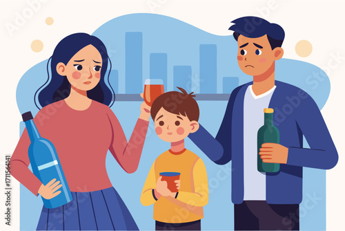 Family discussion about alcohol use and its effects during a quiet evening at home