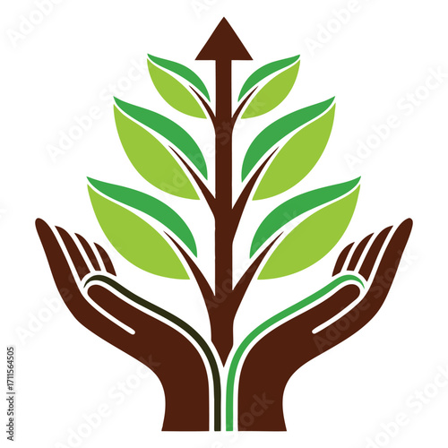 Hands cultivating growth symbolizing nurturing development and positive change stakeholder icon