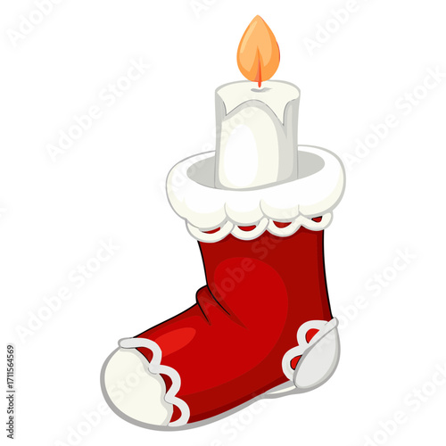 christmas sock with candle vector