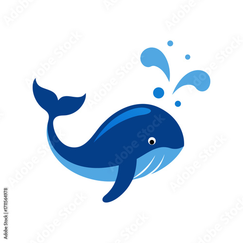 whale spraying water vector art illustration