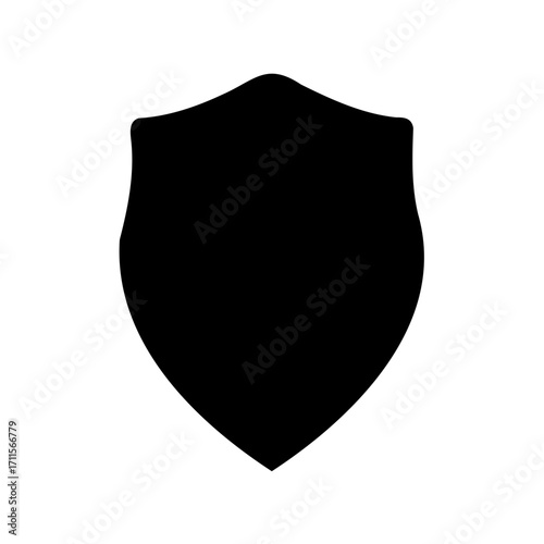 Simple black shield illustration for protection, security and strength purposes