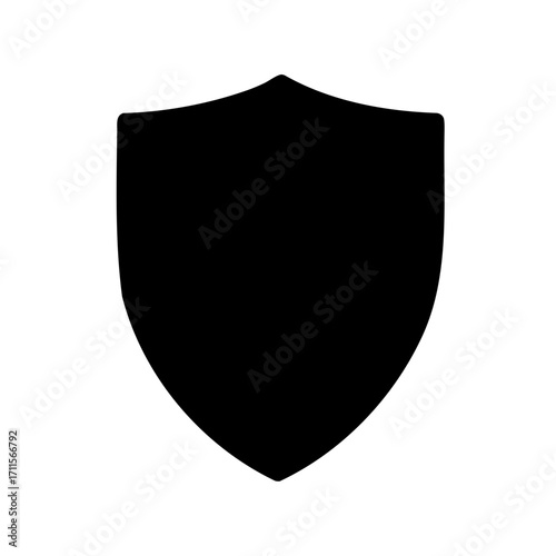 Free Download Elegant black shield emblem standing prominently against a stark white backdrop image - GFXLoad