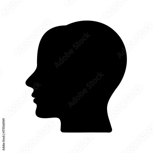 Silhouette of a human head, representing an anonymous individual with neutral expression