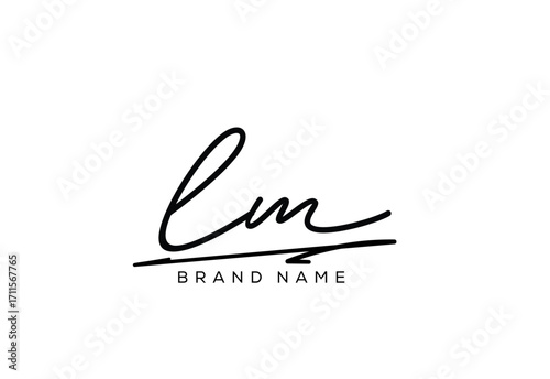 LM letter elegant cursive beauty handwriting logo.