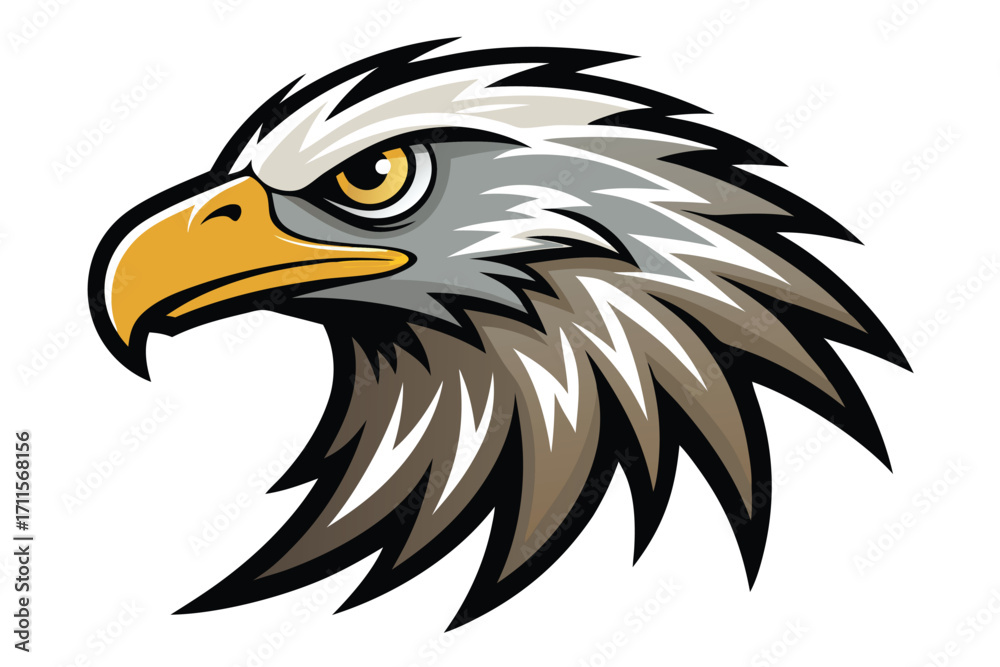 Fototapeta premium Eagle design showcasing fierce expression and intricate feather details suitable for various art projects