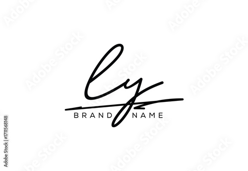 LY letter elegant cursive beauty handwriting logo.