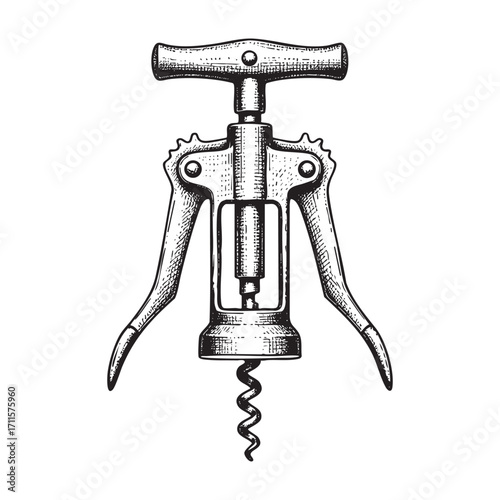 vintage corkscrew illustration vector style