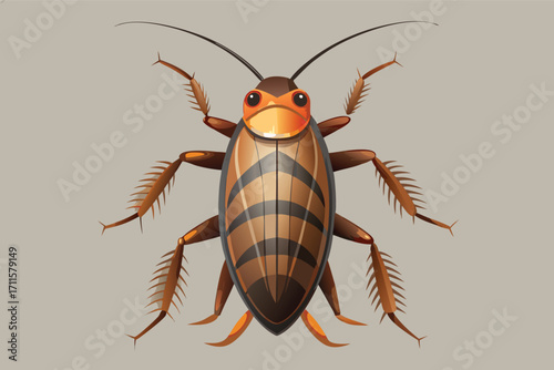 Cockroach illustration showing detailed features and colors on a plain background